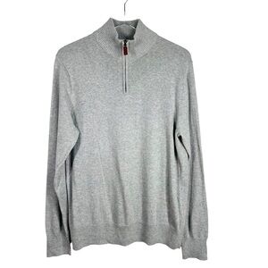 BONOBOS Grey Cotton/Cashmere 1/4 zip Pullover Sweater Men's Medium